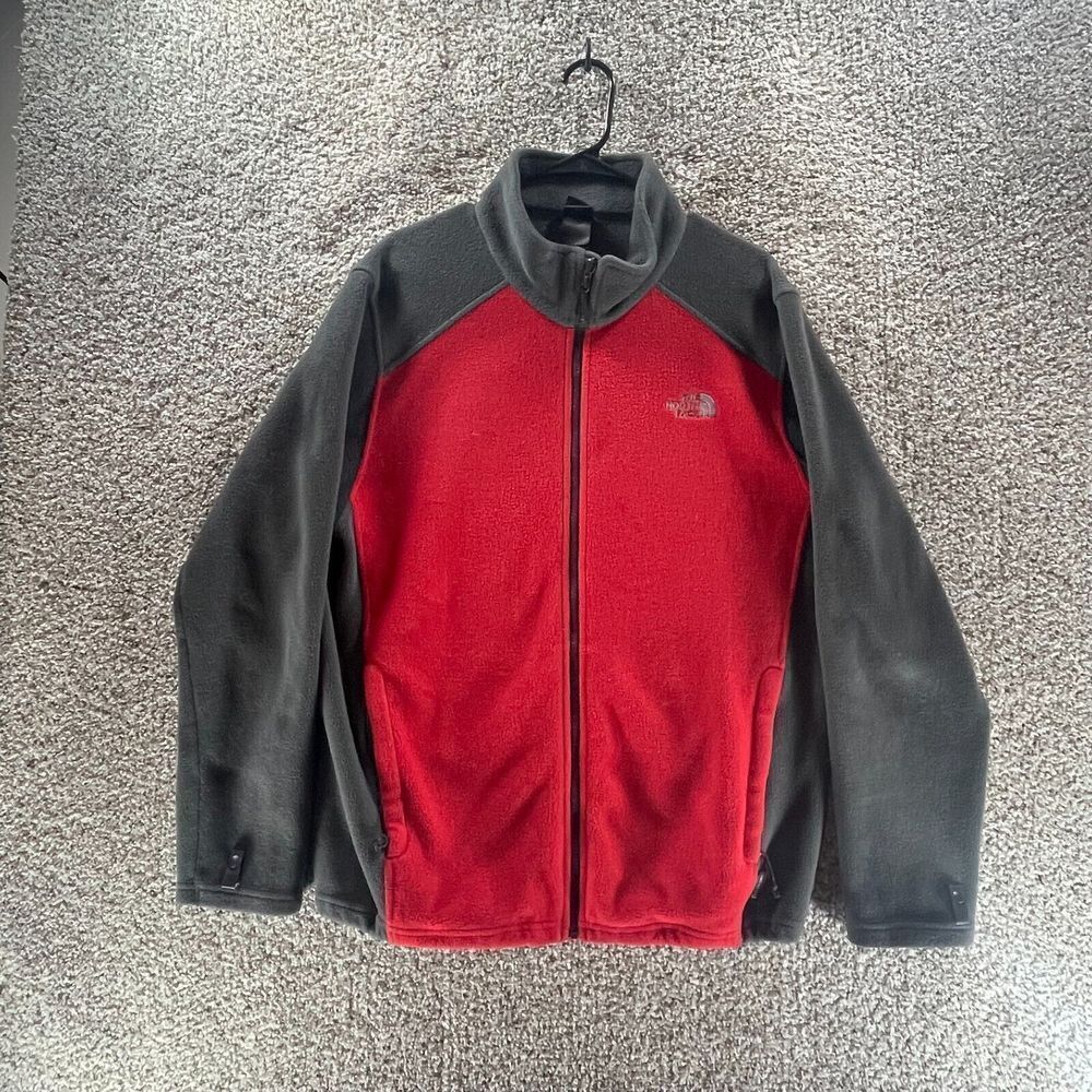 The North Face Jacket Adult Large Red Gray Full Zip Fleece Flashdry Outdoors Men